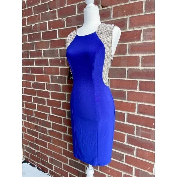 𝅺nwt Xscape Blue Beaded Evening Gown Size 4 - Picture 2 of 9